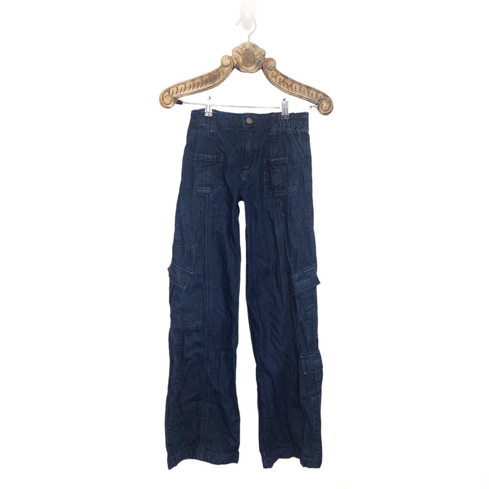 Urban Outfitters Jeans BDG Y2K Cargo Straight Wide Leg Dark Blue Rigid Denim 25